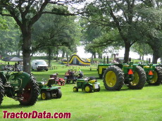 Rows of tractors overlooking the beach at Cedar Lake Park.