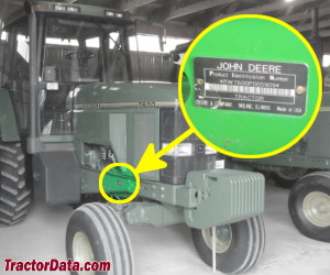 John Deere 7600 serial number location