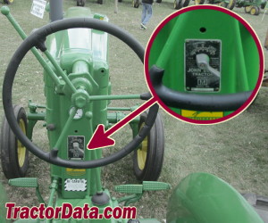 John Deere M serial number location