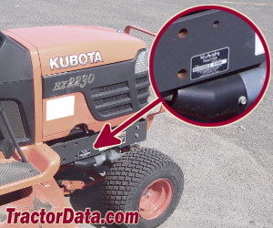 Kubota BX2230 serial number location