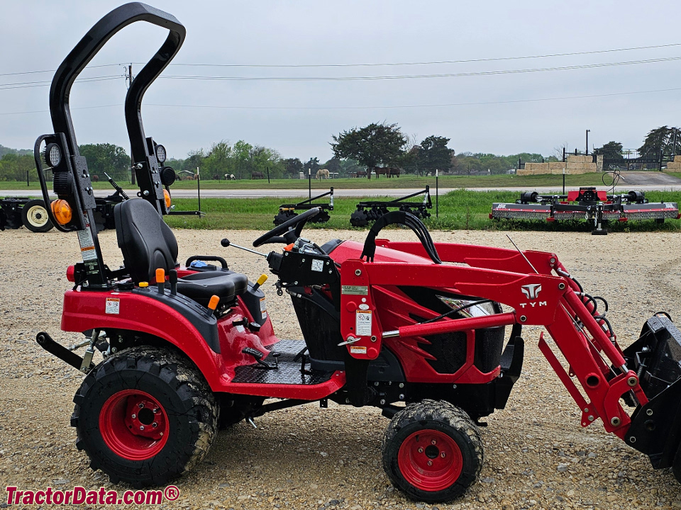 TYM T224 compact utility tractor with front-end loader.