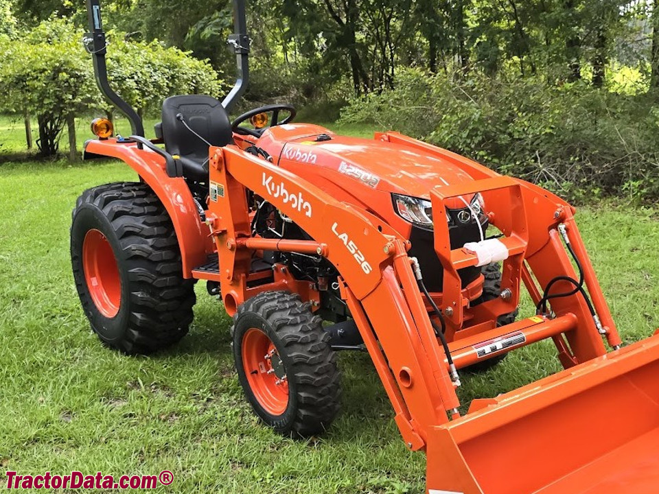 Kubota L2502 compact utility tractor with LA526 front-end loader.